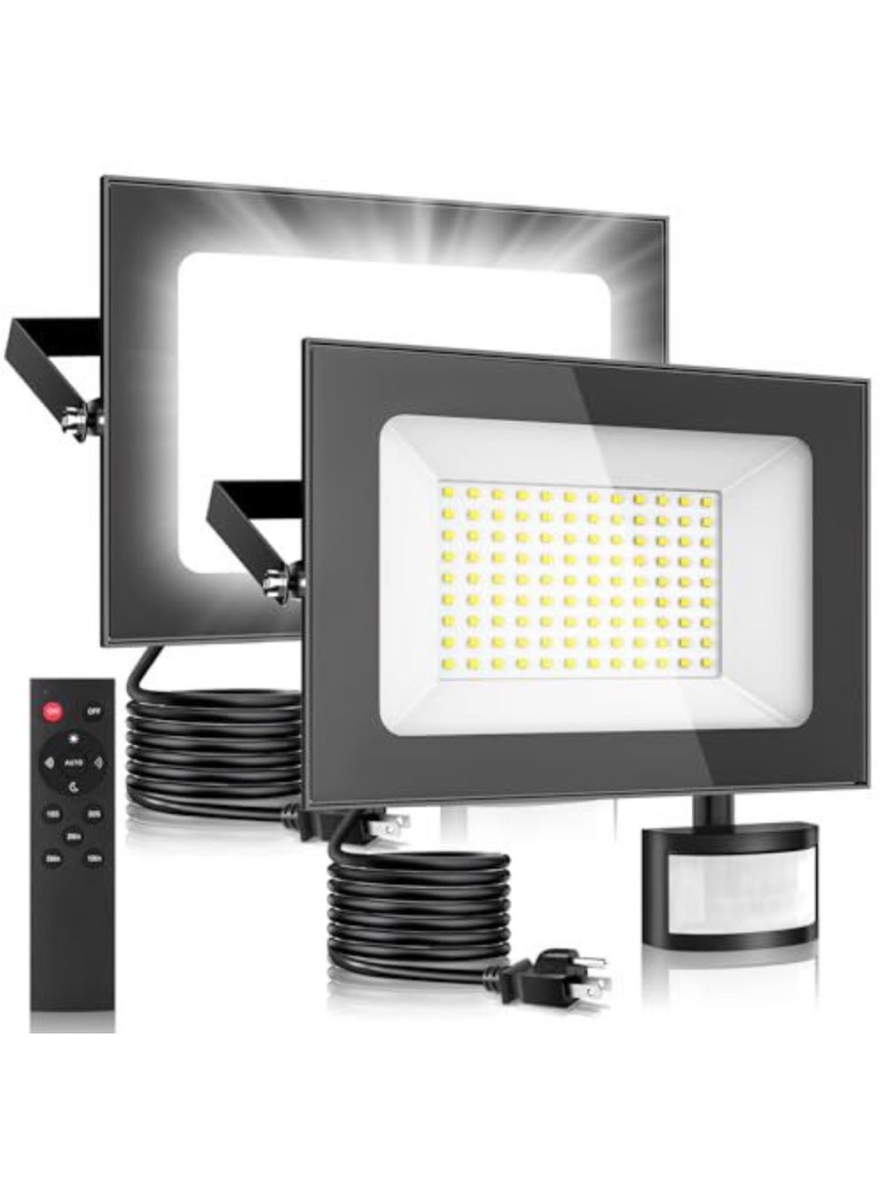 LED Flood Light with Remote and Motion Sensor - Black